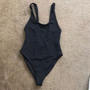 Black high cut one piece